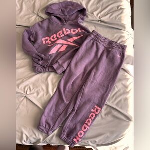Reebok Kids Purple and Pink Sweatshirt and Sweatpants Jogger Set Size 5 Girls